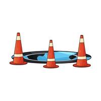 traffic cone near the hole vector