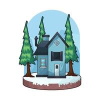 illustration of comfortable house surrounded by pine trees vector