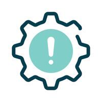 A gear with an exclamation point, symbolizing critical system issues vector