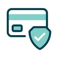 Credit card with a shield, symbolizing secure payments icon design vector
