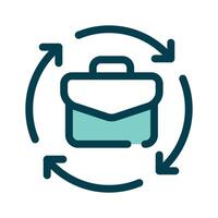 Arrows circling a briefcase, representing workflow or task exchange vector