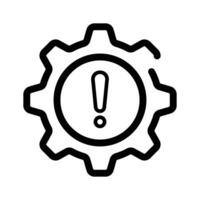 A gear with an exclamation point, symbolizing critical system issues vector