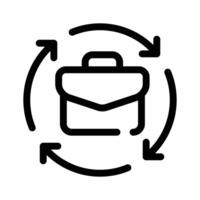Arrows circling a briefcase, representing workflow or task exchange vector