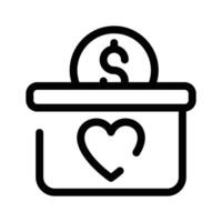 A donation box with a heart and a dollar symbol, representing charitable giving vector