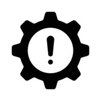 A gear with an exclamation point, symbolizing critical system issues vector