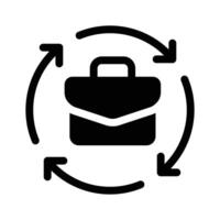 Arrows circling a briefcase, representing workflow or task exchange vector