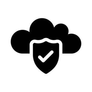 un nube con un proteger, representando seguro nube servicios vector