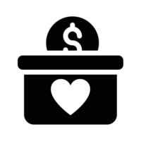 A donation box with a heart and a dollar symbol, representing charitable giving vector