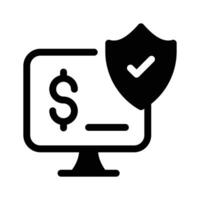 A shield icon symbolizing protection, cybersecurity, and safe transactions vector