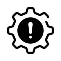 A gear with an exclamation point, symbolizing critical system issues vector