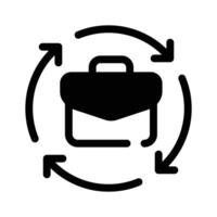 Arrows circling a briefcase, representing workflow or task exchange vector