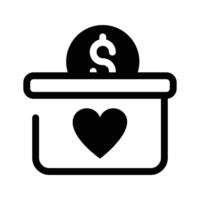 A donation box with a heart and a dollar symbol, representing charitable giving vector