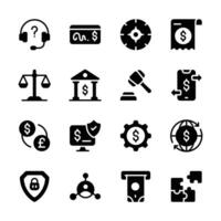 A set of icons representing various financial and business concepts, including customer service vector