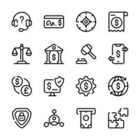 A set of icons representing various financial and business concepts, including customer service vector