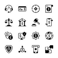 A set of icons representing various financial and business concepts, including customer service vector
