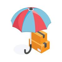 Cardboard box, delivery package, shipping box with shield, safe delivery vector