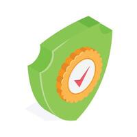 A green shield with a checkmark symbolizing trusted and verified protection vector