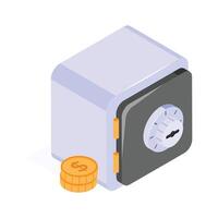 Money locker, bank locker, locker security, safe vault design vector