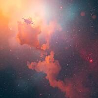 Beautiful sky at night. AI photo