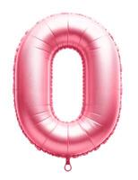 Pink balloon number zero floating isolated on white background photo