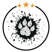 Illustration of a dog paw print with stars vector
