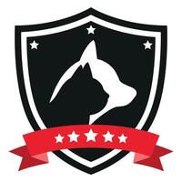 Illustration of silhouettes of a dog and a cat on a shield vector