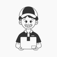 a delivery man holding a box with a smile vector