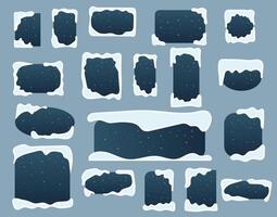 Snow ice cap template set with various shapes banner rectangular , square , oval and round illustration. vector