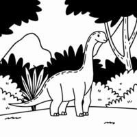 Exotic dinosaur in the forest old vector