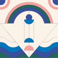 A colorful abstract design with a triangle and a rainbow vector