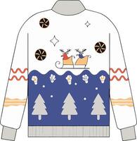 A sweater with a reindeer and a sleigh on it vector