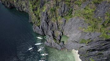 Drone view of a secret lagoon in the Philippines video