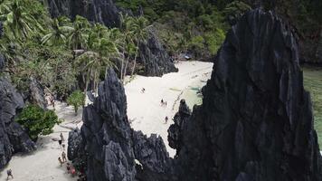 Pov view on black cliffs in Lagoon on the islands, Palawan Philippines video