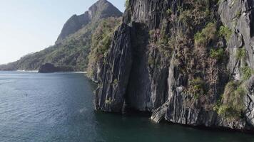 Flying around a cliff in the Philippines on the island of Palawan video