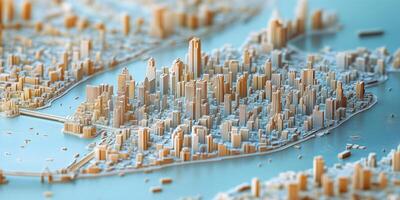3D Cityscape Relief Map Urban Planning Architecture Real Estate photo