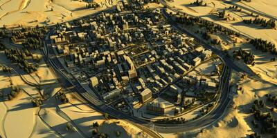 Aerial View Cityscape Desert Oasis Urban Planning Modern Architecture photo