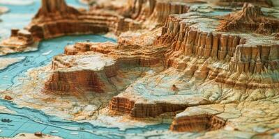 Retro Relief Map Canyonlands National Park Hiking Trails Elevation photo