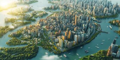 Aerial View Cityscape Urban Planning Modern Architecture Green Spaces photo