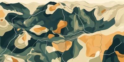 Abstract Mountain Range Topographic Map Hiking Trails Contour Lines Elevation photo