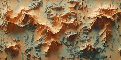 Aerial View of Rugged Mountain Range 3D Relief Map Topographic Texture photo