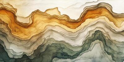 Abstract Topographic Watercolor Landscape Earthy Tones Contour Lines Artistic Texture photo