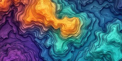 Abstract Topographic Map Art Teal Orange Purple Gradient Layers photo