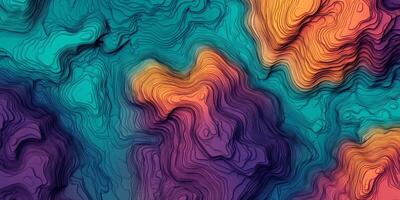 Abstract Topographic Map Teal Orange Purple Gradient Design photo