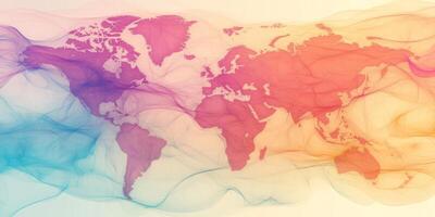 Global Network Abstract World Map Colorful Interconnections Digital Art photo