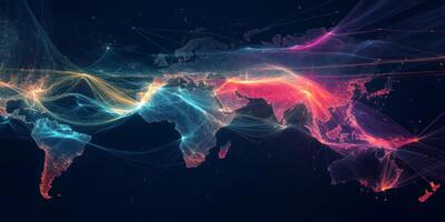 Global Network Connections Abstract World Map Digital Art Interconnectivity photo