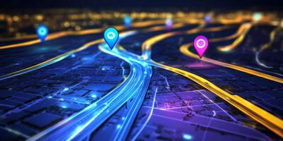 Digital Highway Map GPS Navigation Route Planning Location Tracking photo