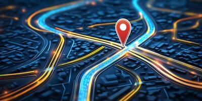 Digital City Map GPS Navigation Location Technology Highway Roads photo