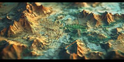 3D Stylized Terrain Map Layered Mountains Geographic Landscape photo