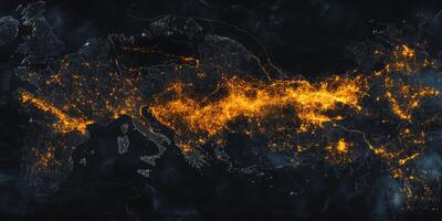 Global Urban Growth Night Lights Map Population Density Heatmap Data photo