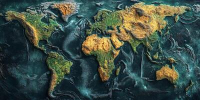 High Definition 3D Earth Map Topography Oceans Continents Terrain photo